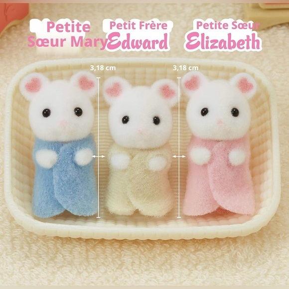 Nwt Calico Critters Marshmallow Mouse Triplets - Picture 2 of 4